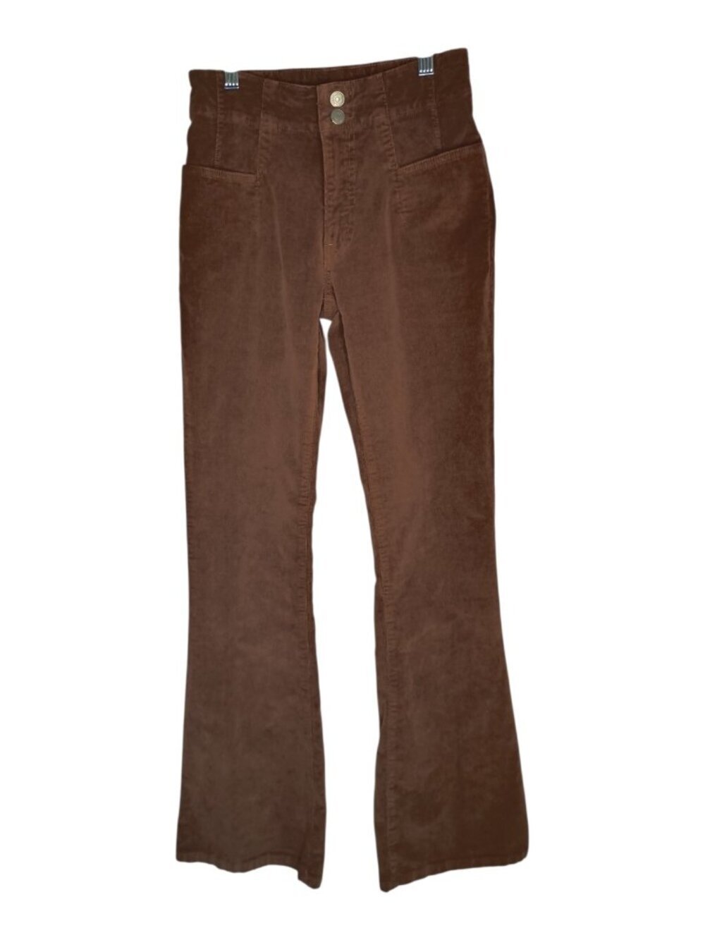 Lucky Brand Stevie High Rise Flare Corduroy Pants Women's 2/26R Brown Boho Fit